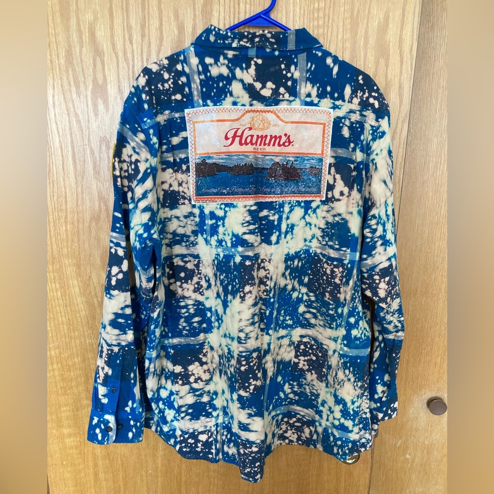 Hamm’s Beer Distressed Acid-Wash Flannel